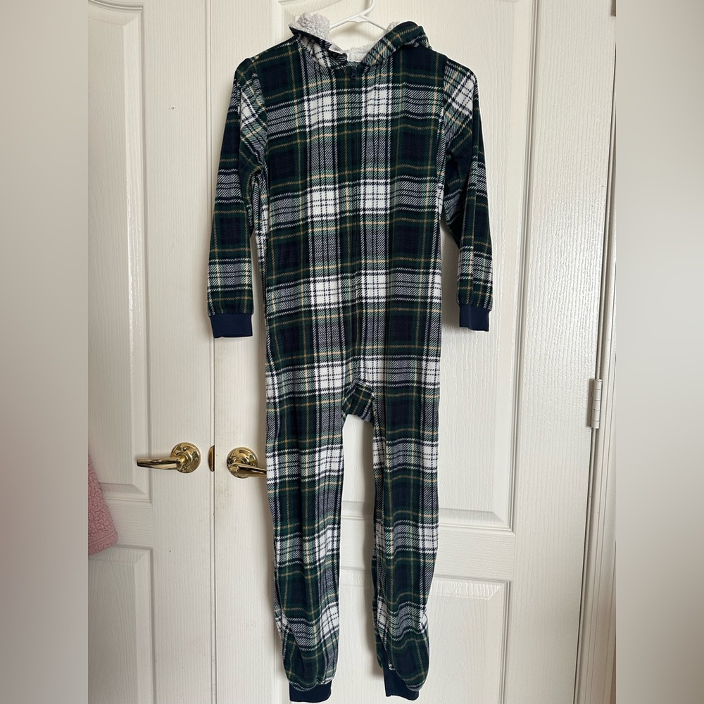Place Green and Blue Plaid Kids One Piece Footies